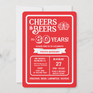 Convite Cervejaria Pub Aniversário de 80 Anos com Chopes e