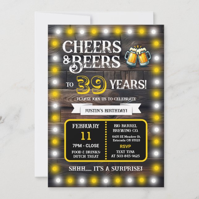 Convite Cervejaria Surprise comemora 39 anos com aplausos  (Frente)