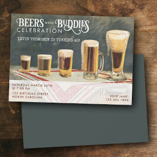 Convite Cervejas Aquarela Rústica Cervejas Amigos Aniversá