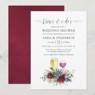 Convite Cervejas Bordô e Navy Florais Antes dos Eu Dous