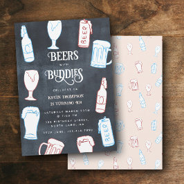 Convite Cervejas Desenho à Mão Rústico Aniversário Diverti
