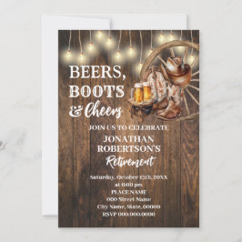 Convite Cervejas na Aposentadoria Botas e Cheers Festa Wes