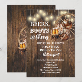 Convite Cervejas na Aposentadoria Botas e Cheers Festa Wes