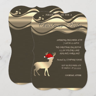 Convite Cervo de Natal Elegante com Chapéu de Papai Noel,