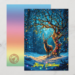 Convite Cervos festivos fofos de inverno floresta de Natal