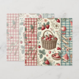 Convite Cesta de Frutas Gingham Diversão