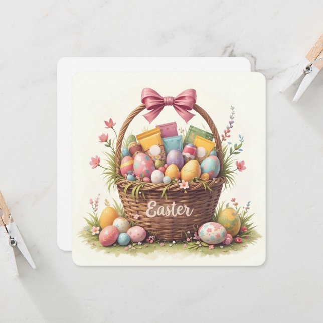 Convite Cesta de Páscoa Colorida em Arte (Frente/Verso In Situ)
