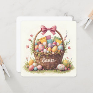 Convite Cesta de Páscoa Colorida em Arte