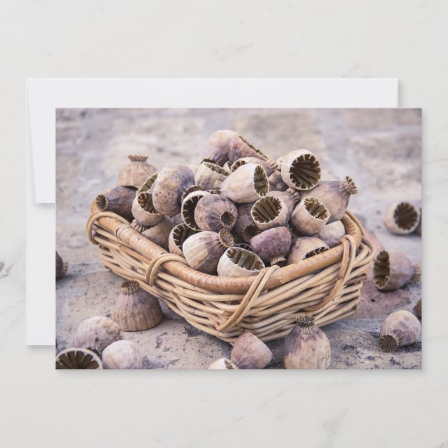 Convite Cesta de sementes de papoila secadas do vagem (Frente)