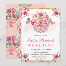 Cesta Floral Rosa e Borboletas Brunch de Páscoa