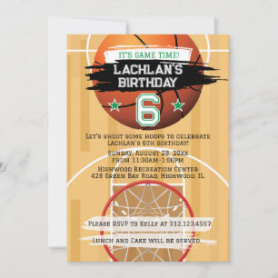 Convite Cestas de Basquete É Hora do Jogo Cumpleaños Estre