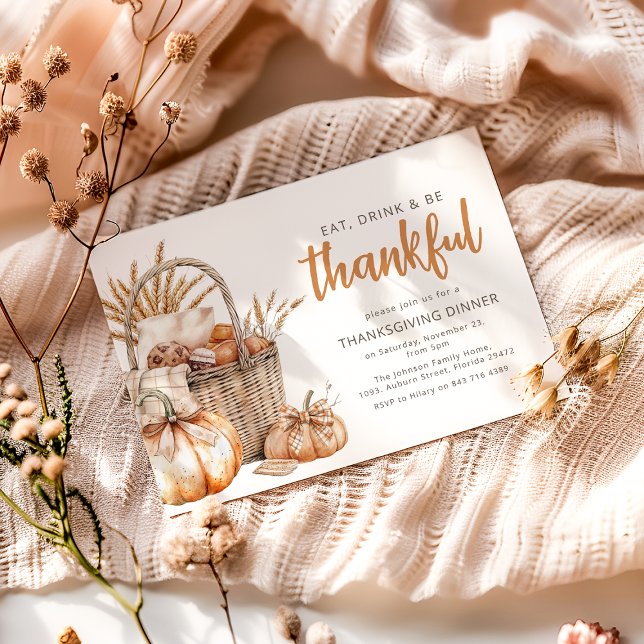 Convite Cesto de Colheita de Queda | Ação de Graças (Criador carregado)