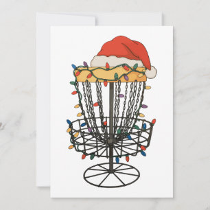 Convite Cesto de Disco de Golfe Chapéu de Papai Noel Luzes