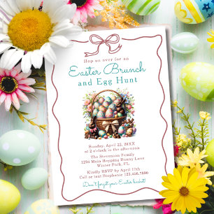 Convite Cesto de Ovos Antigos Coelho de Chocolate Brunch d