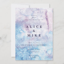 Céu Abstrato Azul & Roxo Galáxia Aquarela Invi