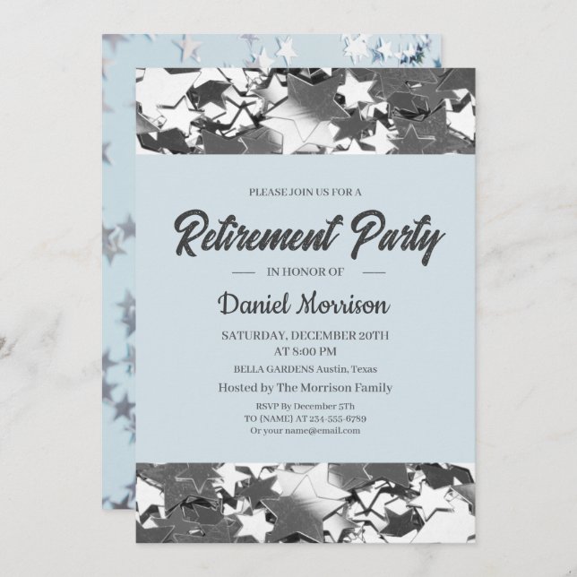 Convite Céu azul e estrelas prateadas Partido da Reforma 2 (Frente/Verso)