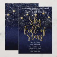 Céu Cheio de Estrelas Noite Estrelada Dourado Azul