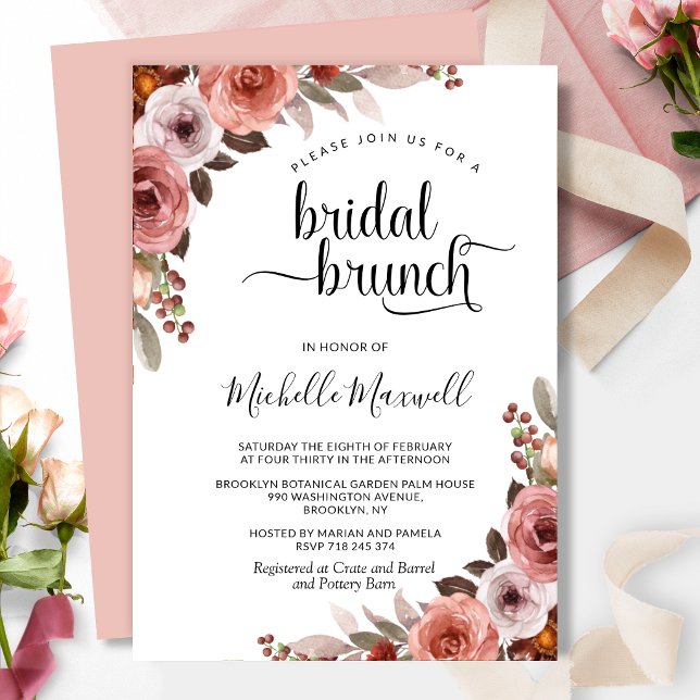 Convite Céu Chic em Rosa, Brunch Floral de Noiva (Criador carregado)