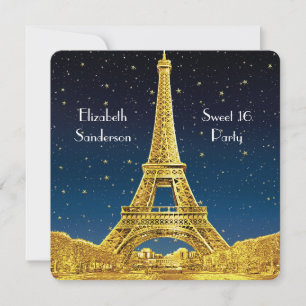Convite Céu Dourado de Paris #2 Estrela Azul Doce 16 SQ