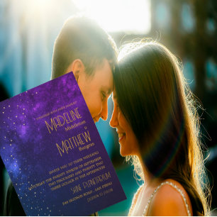Convite Céu Noturno Astral Estrelas Douradas Casamento Rox