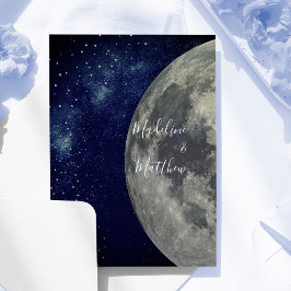 Convite Céu Noturno Lua Estrelas Azul Casamento