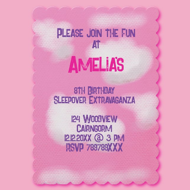 Convite Céu rosa e nuvens fofinhas Aniversário (Criador carregado)