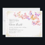 Convite Céus borboletas Coral Dourado Confetti Sweet 16<br><div class="desc">Um convite elegante e feminino de 16 doces com borboletas de aquarela e confete de ouro. Este delicado design tem uma paleta de cores bonito em tons de creme cor-de-coral e ouro em fundo branco. Todo o texto é editável e você também pode mudar a cor de fundo se desejar....</div>