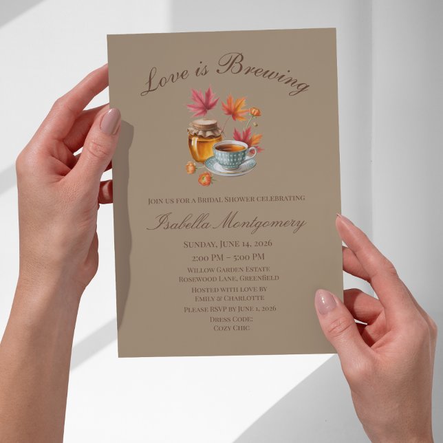 Convite Chá Aconchegante Love Is Brewing Chá de Noiva (Love Is Brewing Cozy Tea Bridal Shower Invitations
)