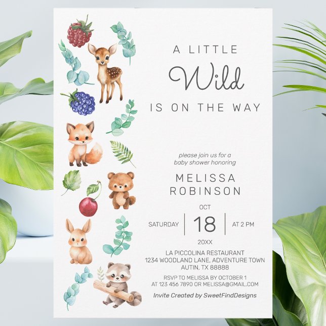 Convite Chá Adorável de Menino da Floresta Selvagem (Lovely Wild Forest Baby Boy Shower Invitation)