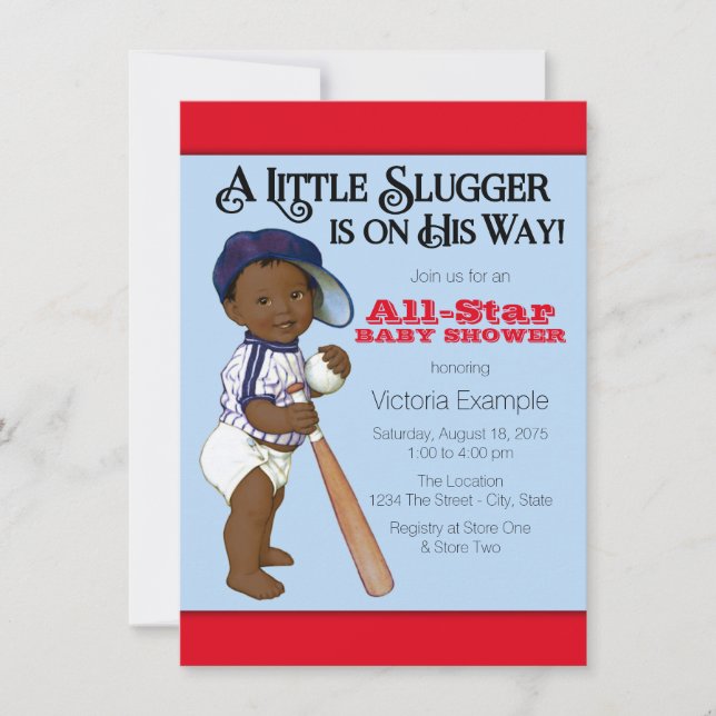 Convite Chá afro-americano Baby Boy (Frente)