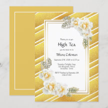 Chá Alto Floral Dourado Elegante
