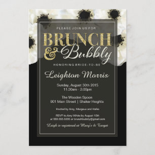 Convite Chá Anêmono de Brilho e Dourado