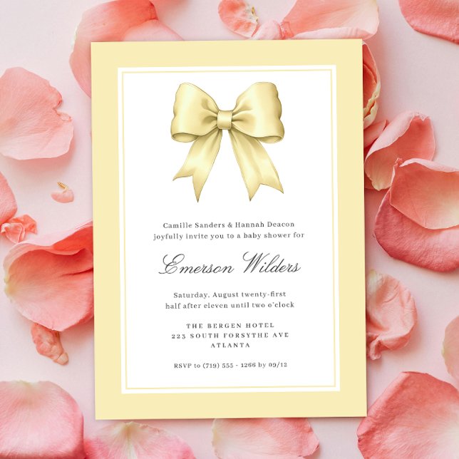 Convite Chá Arco de Bebê  Satin Amarelo Suave (Criador carregado)