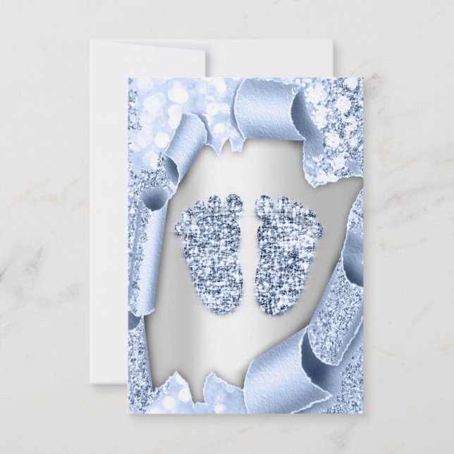 Convite Chá Azul, Pés, Prata (Verso)