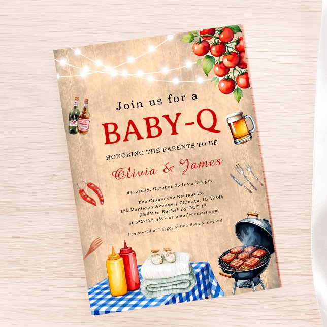 Convite Chá Baby-Q - CHURRASCO Casal Chá de fraldas quinta (Baby-Q Shower Invitation BBQ Baby Shower Invite Couples Baby Shower Invite Backyard Baby Shower )