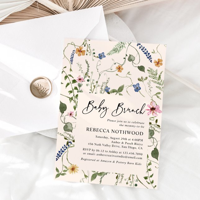 Convite Chá Blush Pink Greenery Baby Brunch (Criador carregado)