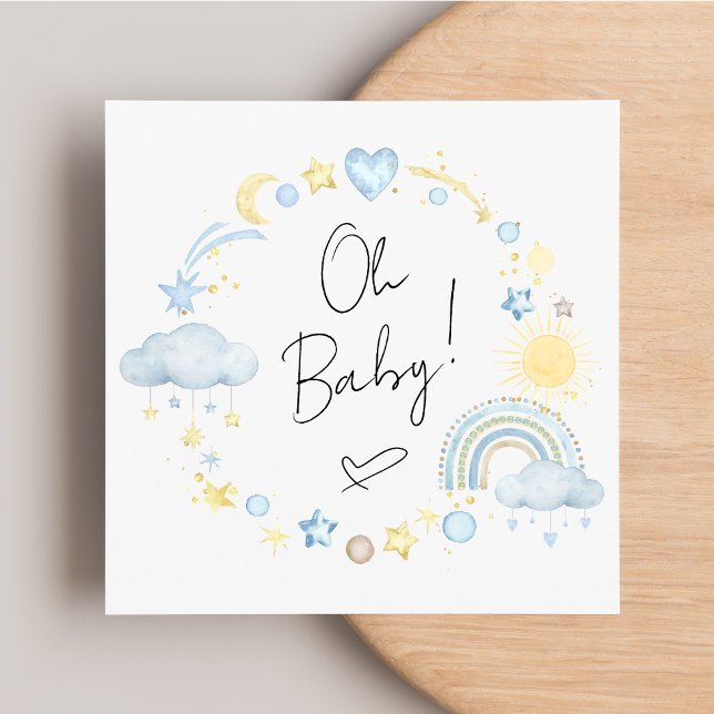 Convite Chá Boho Rainbow Watercolor Baby Boy (Criador carregado)