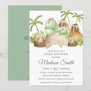 Convite Chá Bonito De Bebê Dormindo Dinossauro Jurássic