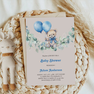 Convite Chá Bonito de Menino Convidado - Balões Azuis e Ur