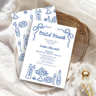 Convite Chá Bridal Bridal Bridal, De Mão Azul