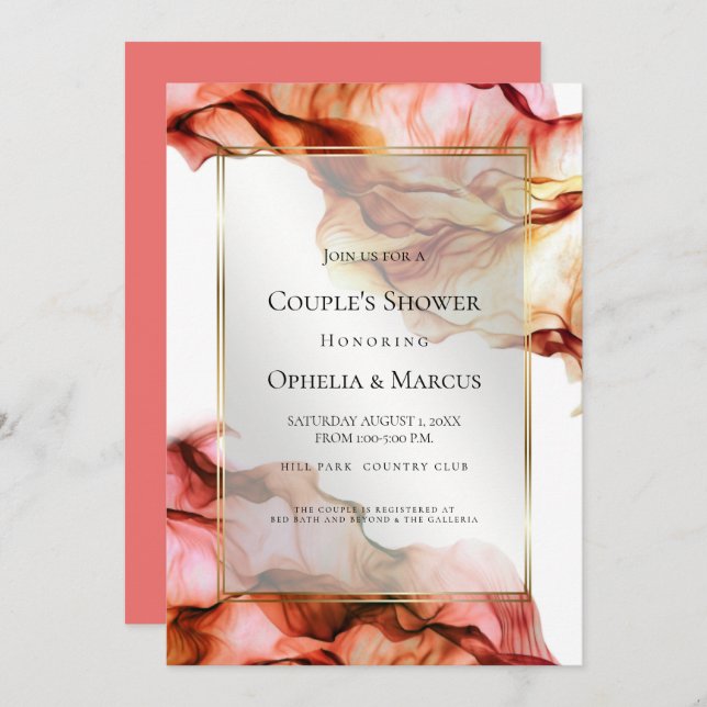 Convite CHÁ casal | Colunas de outono de Abstrato 3 (Frente/Verso)