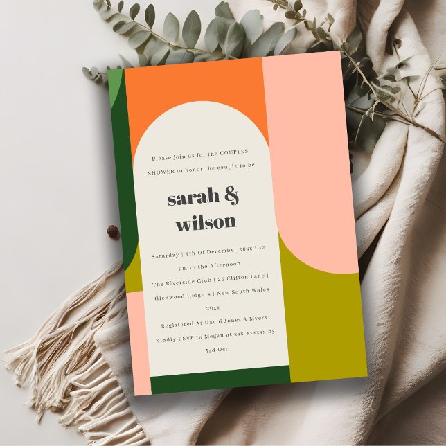 Convite Chá Casal da trava retrógrada colorido (Criador carregado)