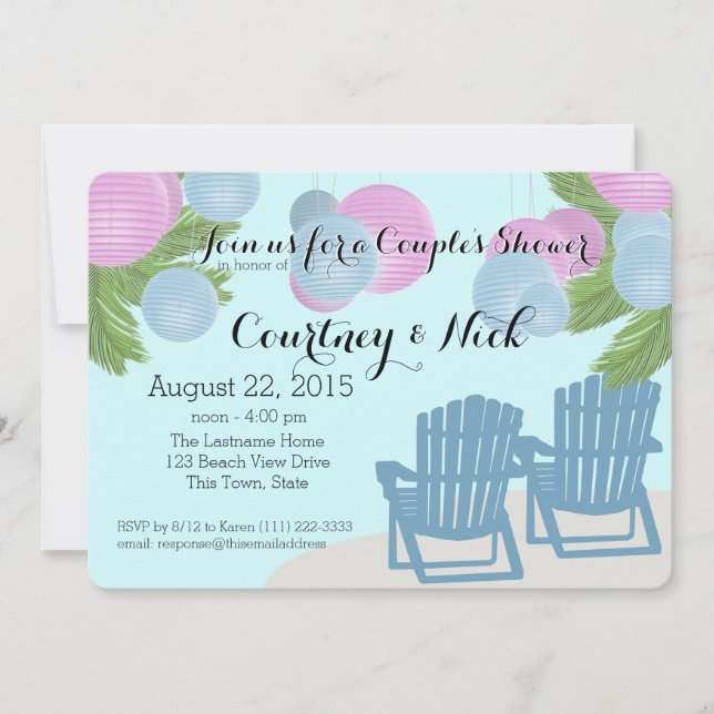 Convite Chá Casal dos Lanternas de Praia (Frente)