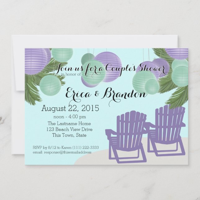 Convite Chá Casal dos Lanternas de Praia (Frente)