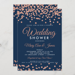 Convite Chá Casal Marinho de Confetti Glitter Dourado