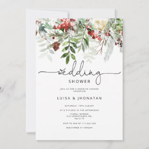 Convite Chá casamento no inverno Evergreen