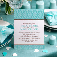 Chá Casamento tema damasco Azul Delicado