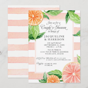 Convite Chá Citrus Pink Grapefruit Watercolor