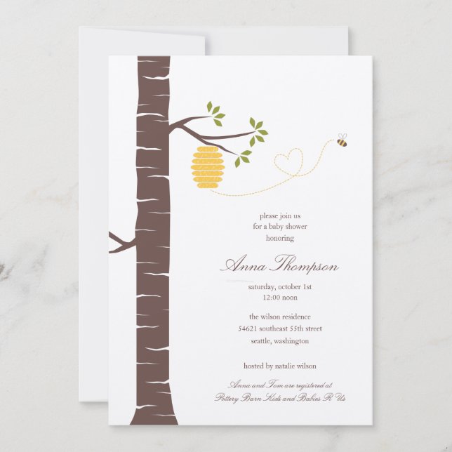 Convite Chá/Convite de festas de colmeia de abelhas (Frente)