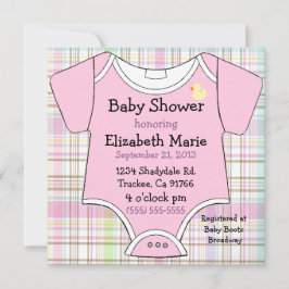 Convite Chá cor-de-rosa do equipamento do bebê